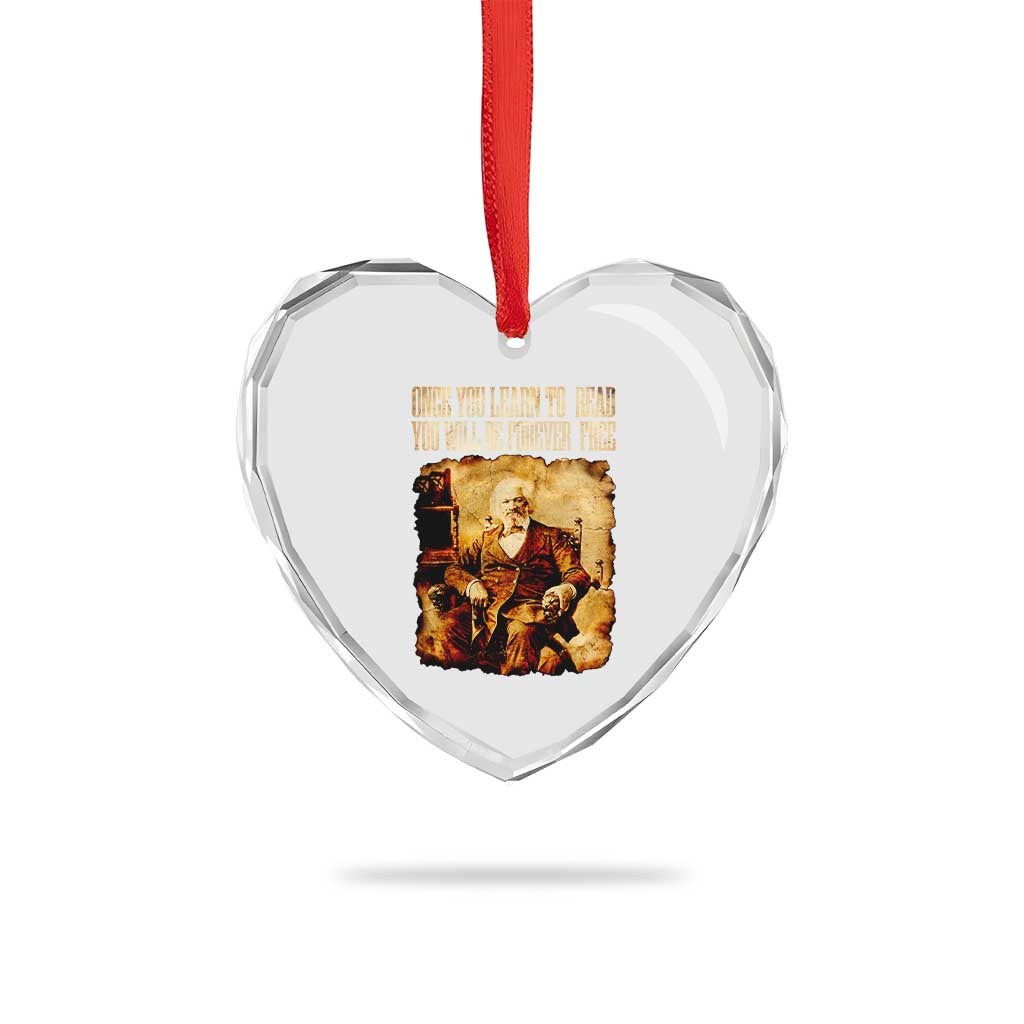 Frederick Douglass Quote Heart Crystal Glass Ornament Once You Learn to Read - Wonder Print Shop