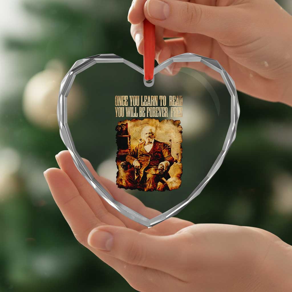 Frederick Douglass Quote Heart Crystal Glass Ornament Once You Learn to Read - Wonder Print Shop