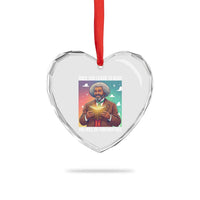 Frederick Douglass Reading And Freedom Heart Crystal Glass Ornament African American Heritage - Wonder Print Shop