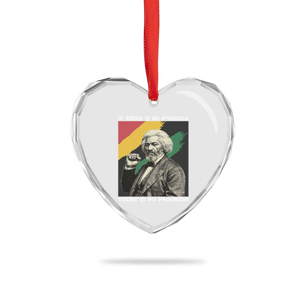 Frederick Douglass Struggle And Progress Heart Crystal Glass Ornament Inspirational Black History - Wonder Print Shop