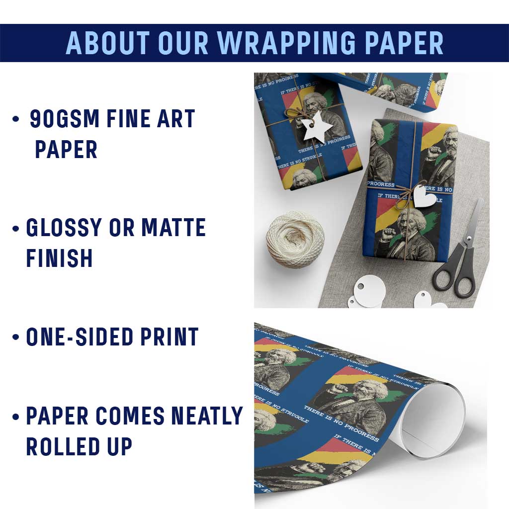 Frederick Douglass Struggle And Progress Wrapping Paper Roll Inspirational Black History - Wonder Print Shop