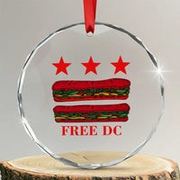 Free DC Funny Flag Parody Crystal Glass Ornament Washington DC with Baguette Sandwich Twist TS02