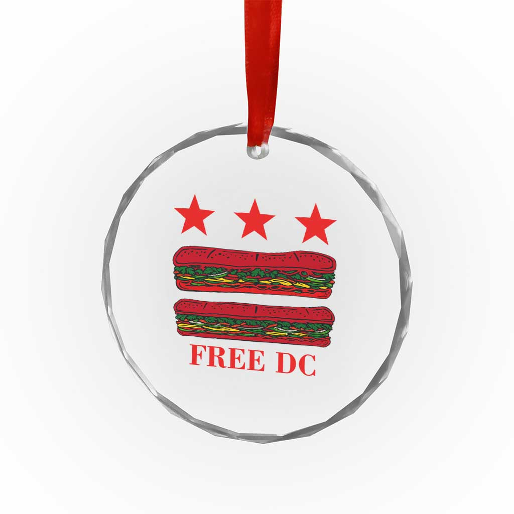 Free DC Funny Flag Parody Crystal Glass Ornament Washington DC with Baguette Sandwich Twist TS02