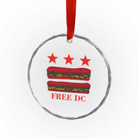 Free DC Funny Flag Parody Crystal Glass Ornament Washington DC with Baguette Sandwich Twist TS02