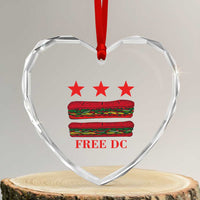 Free DC Funny Flag Parody Heart Crystal Glass Ornament Washington DC with Baguette Sandwich Twist - Wonder Print Shop