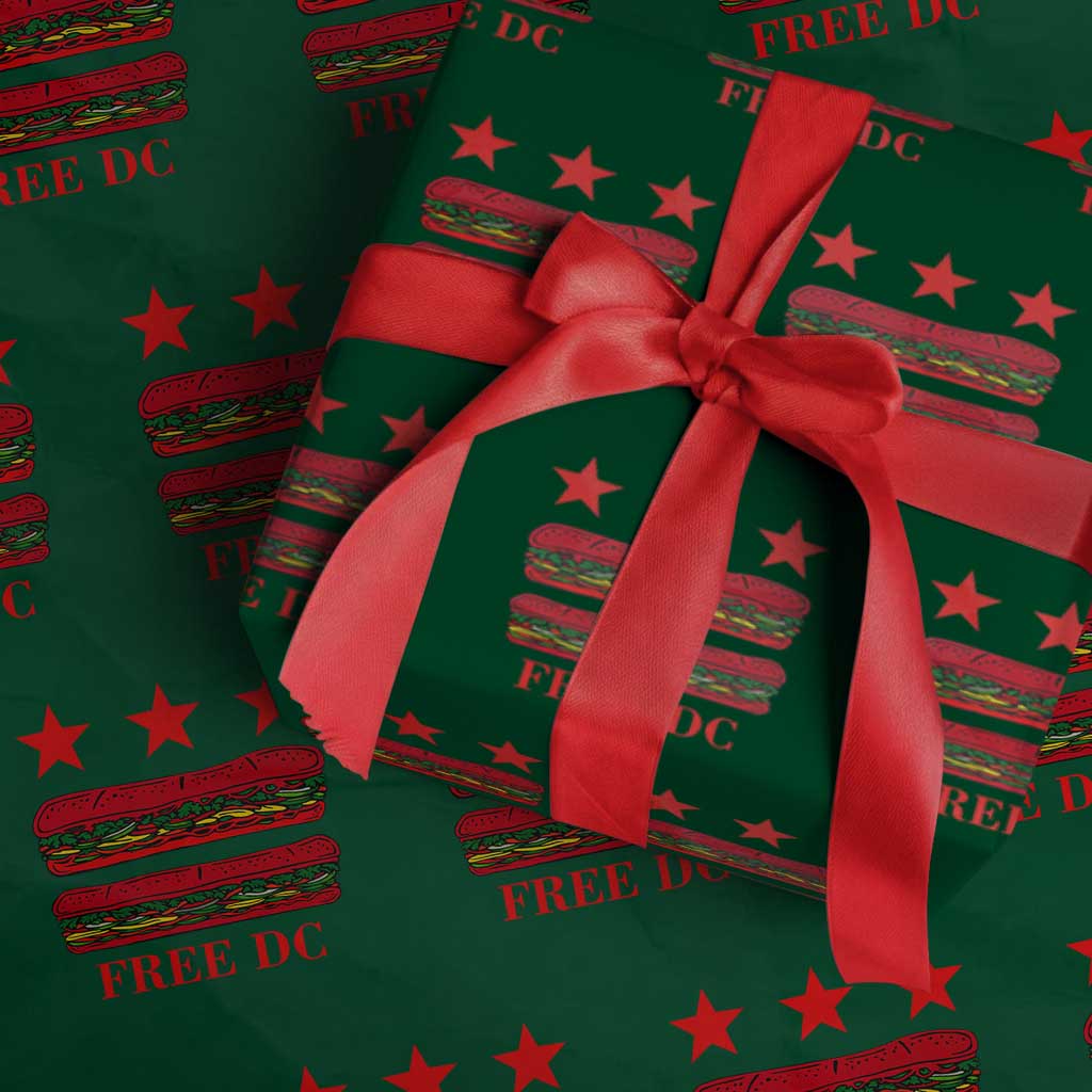 Free DC Funny Flag Parody Wrapping Paper Roll Washington DC with Baguette Sandwich Twist - Wonder Print Shop