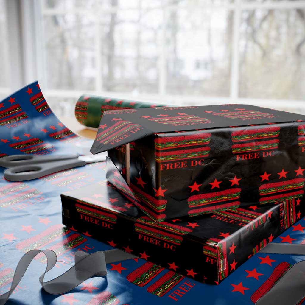 Free DC Funny Flag Parody Wrapping Paper Roll Washington DC with Baguette Sandwich Twist - Wonder Print Shop