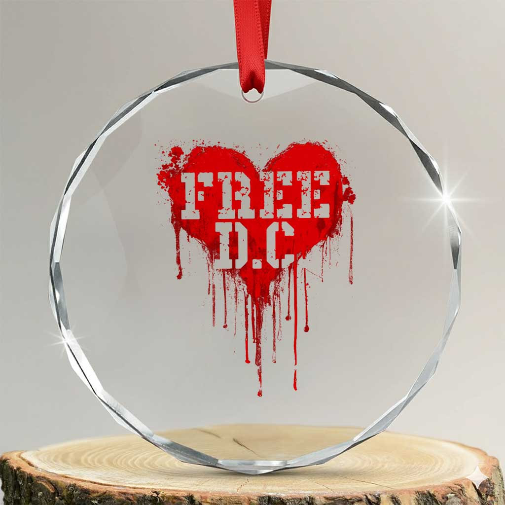 Free DC Graffiti Dripping Heart Graphic Crystal Glass Ornament Washington DC Pride Political Satire TS02