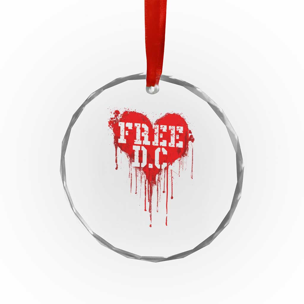 Free DC Graffiti Dripping Heart Graphic Crystal Glass Ornament Washington DC Pride Political Satire TS02