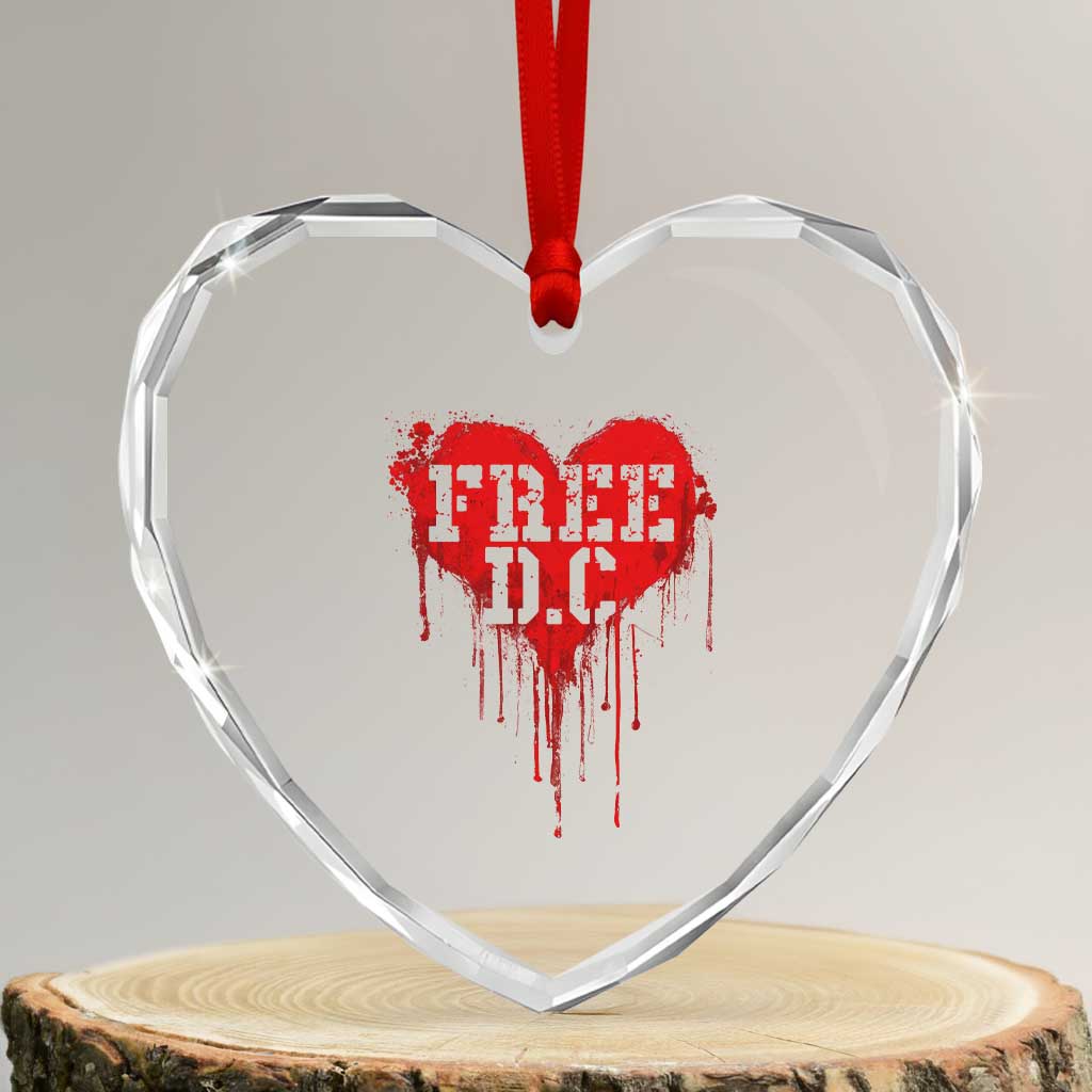 Free DC Graffiti Dripping Heart Graphic Heart Crystal Glass Ornament Washington DC Pride Political Satire - Wonder Print Shop