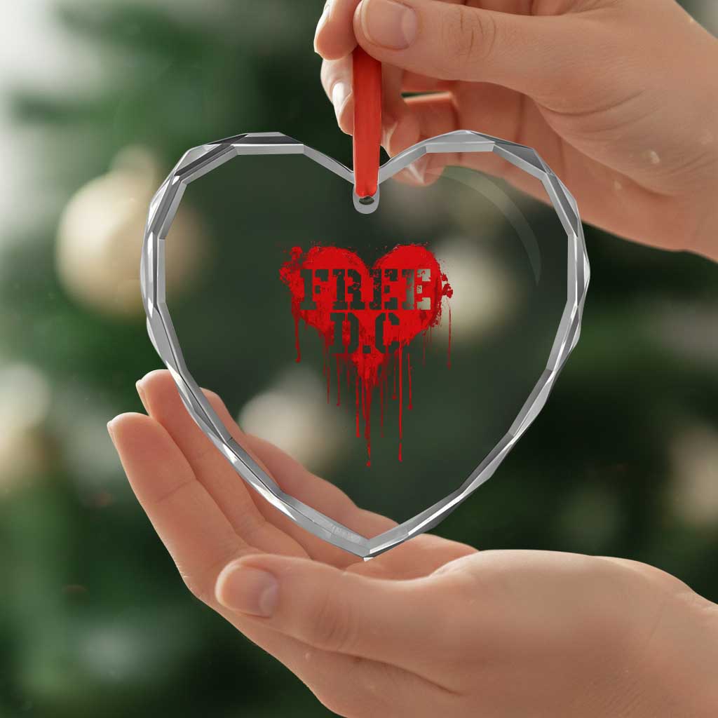 Free DC Graffiti Dripping Heart Graphic Heart Crystal Glass Ornament Washington DC Pride Political Satire - Wonder Print Shop