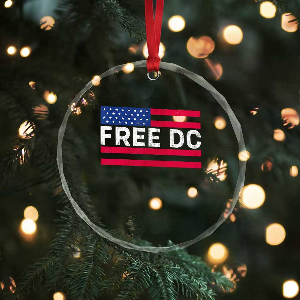 Free DC Patriotic Crystal Glass Ornament Defend Washington D.C. Statehood American Flag TS02