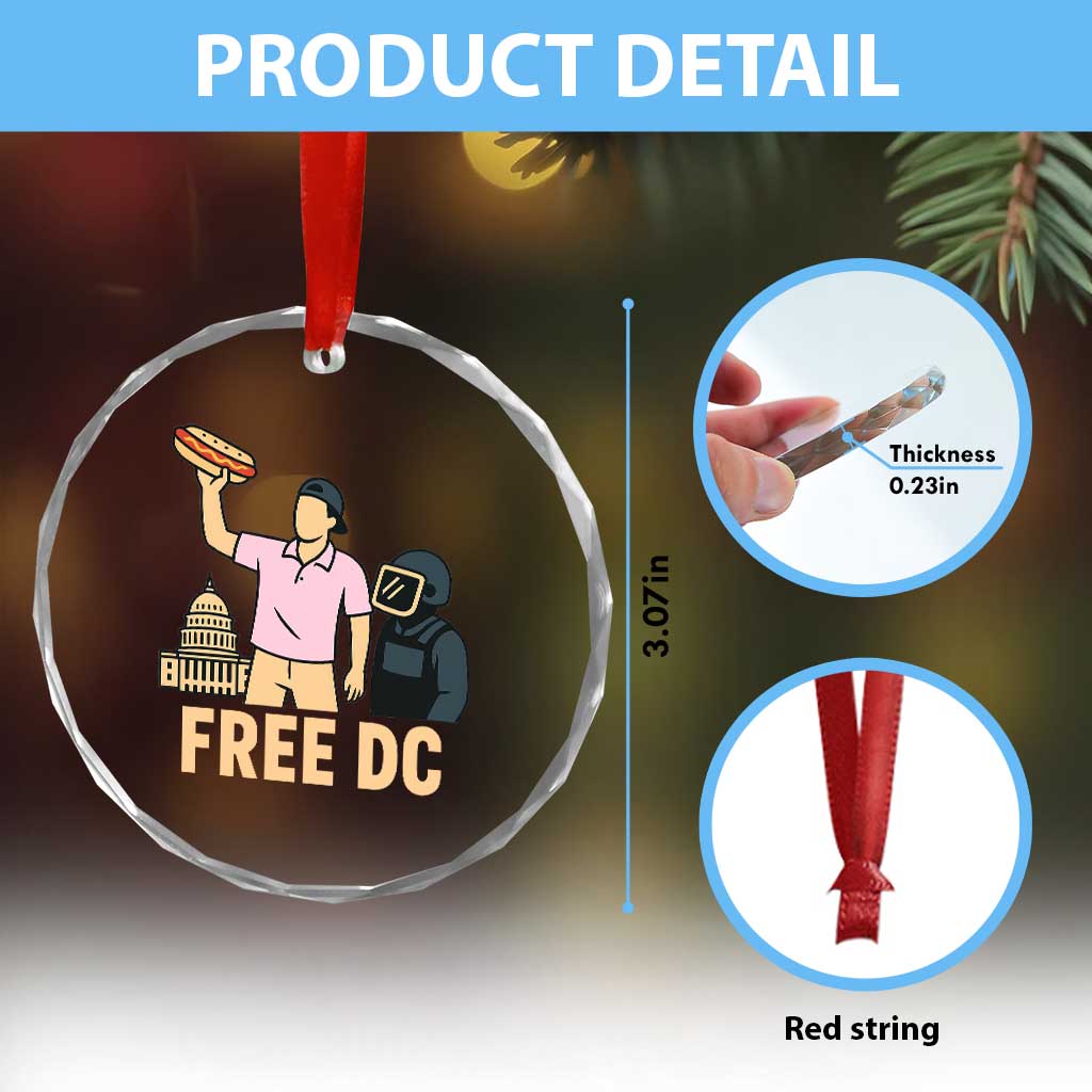 Free DC Sandwich Guy Crystal Glass Ornament Washington DC Pride Political Satire TS02