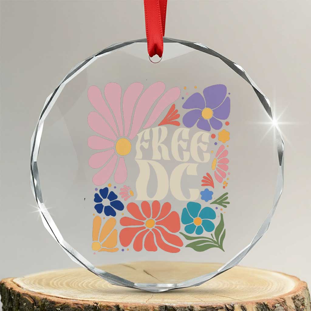 Free DC Subtle Groovy Floral Crystal Glass Ornament Washington D.C. Rights Retro Hippie Style TS02