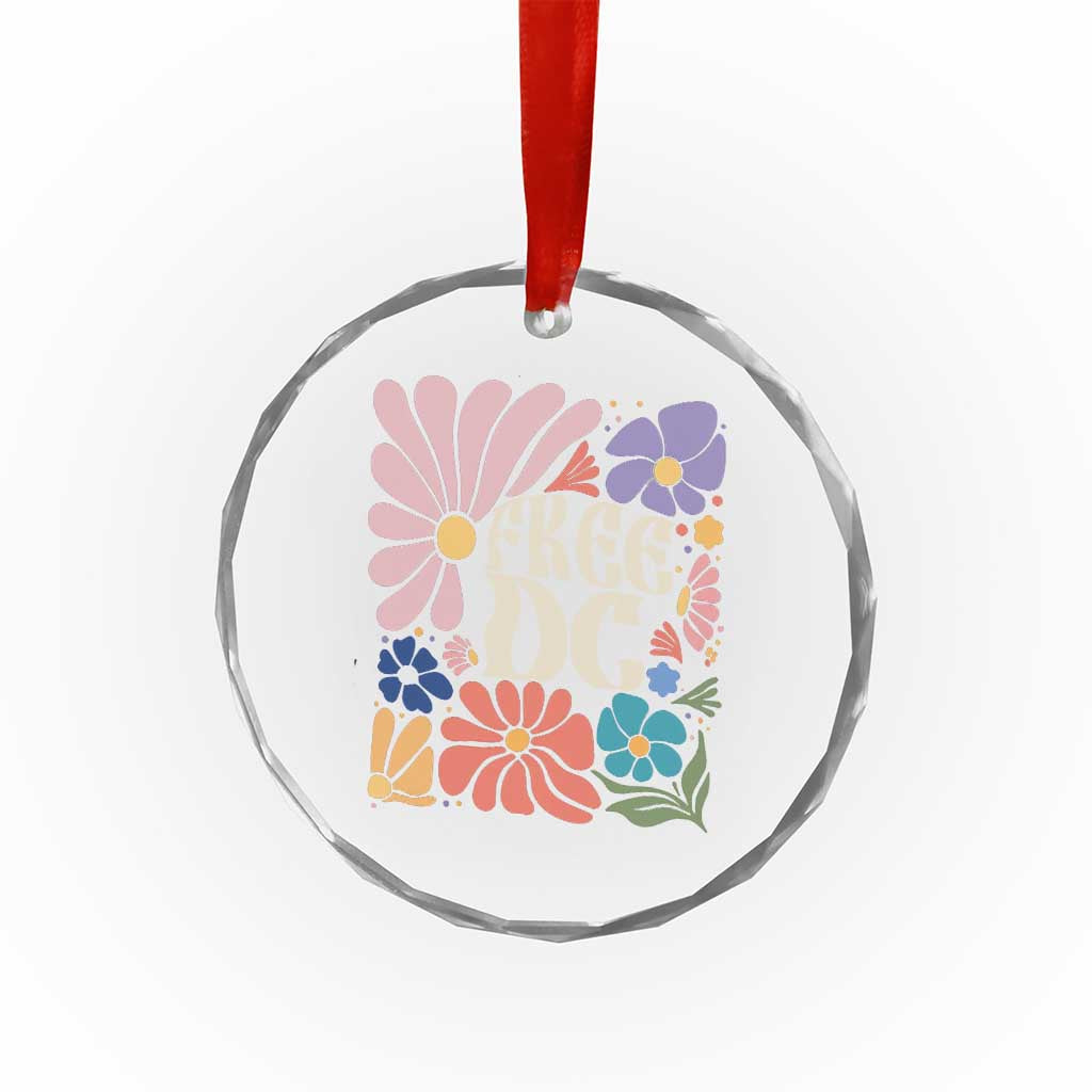 Free DC Subtle Groovy Floral Crystal Glass Ornament Washington D.C. Rights Retro Hippie Style TS02