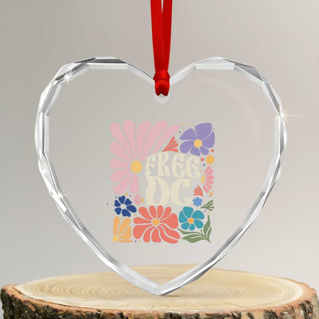 Free DC Subtle Groovy Floral Heart Crystal Glass Ornament Washington D.C. Rights Retro Hippie Style - Wonder Print Shop