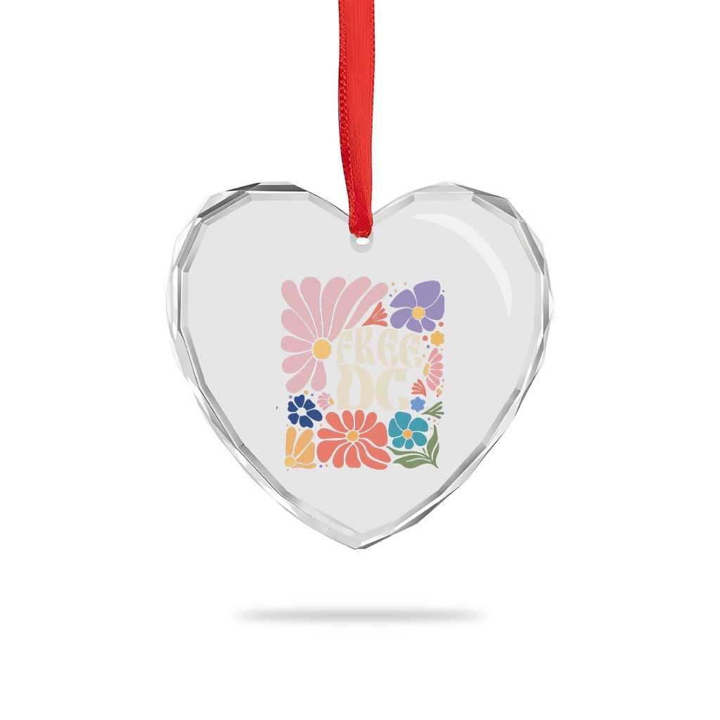 Free DC Subtle Groovy Floral Heart Crystal Glass Ornament Washington D.C. Rights Retro Hippie Style - Wonder Print Shop