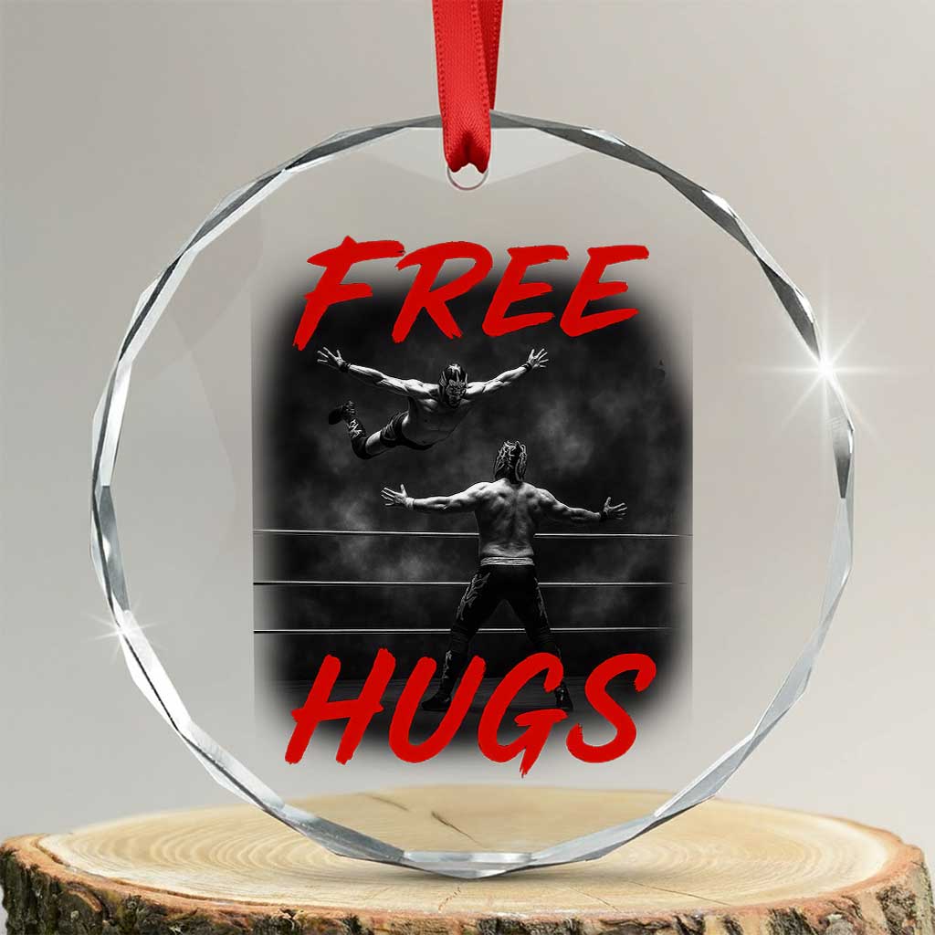 Free Hugs Wrestling Crystal Glass Ornament Funny Luchador Mexican Wrestler - Wonder Print Shop