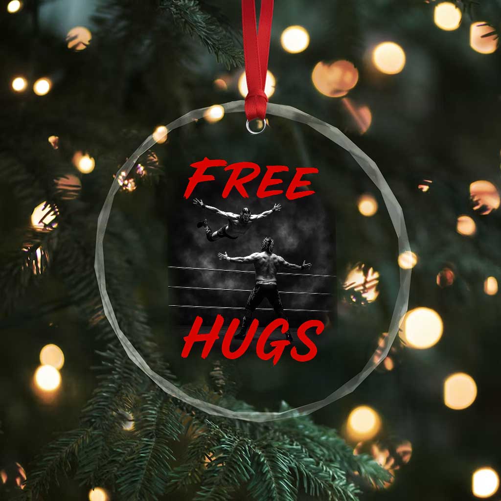 Free Hugs Wrestling Crystal Glass Ornament Funny Luchador Mexican Wrestler TS10