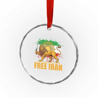 Free Iran Crystal Glass Ornament Iran Flag Lion And Sun Persian Pride Iranian Protests
