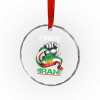 Free Iran Crystal Glass Ornament Iran Lion Sun Flag Fist
