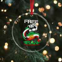 Free Iran Crystal Glass Ornament Iran Lion Sun Flag Fist