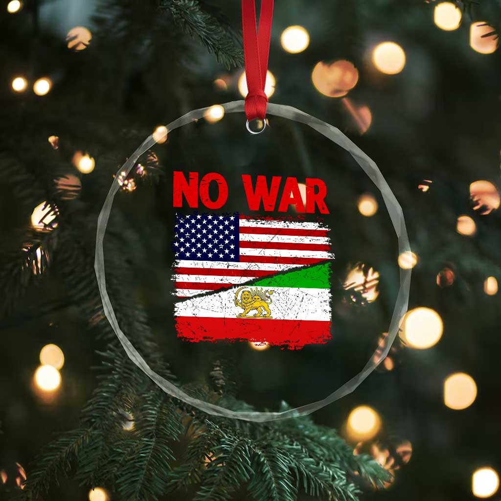 Free Iran Crystal Glass Ornament No War Peace American Iran Unity