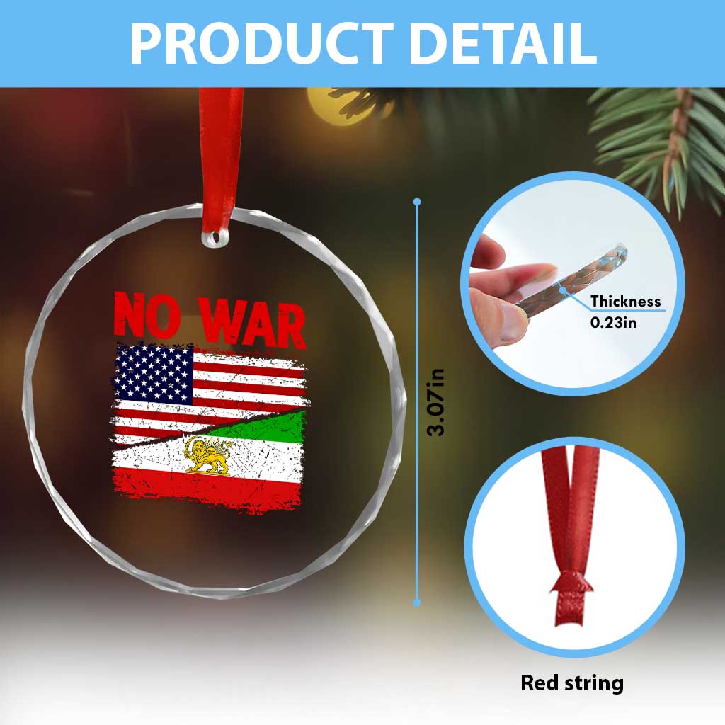 Free Iran Crystal Glass Ornament No War Peace American Iran Unity