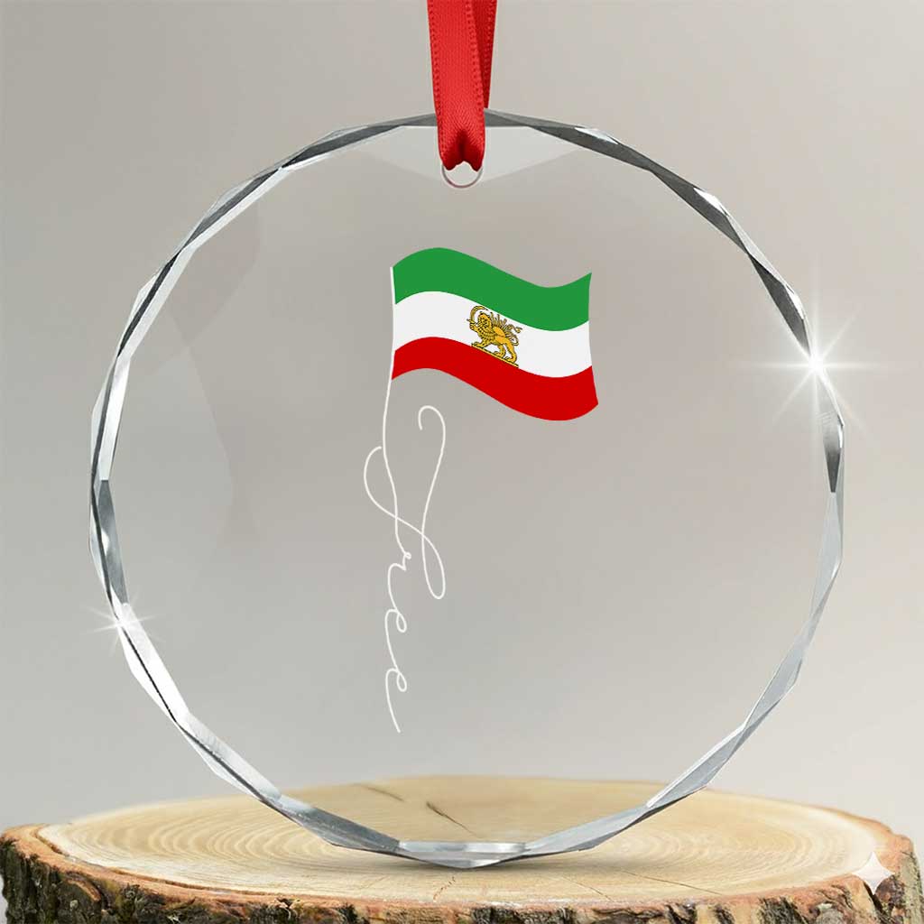 Free Iran Crystal Glass Ornament Patriotic Iranian Lion and Sun Flag