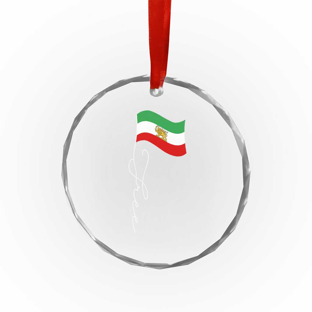 Free Iran Crystal Glass Ornament Patriotic Iranian Lion and Sun Flag