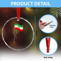 Free Iran Crystal Glass Ornament Patriotic Iranian Lion and Sun Flag