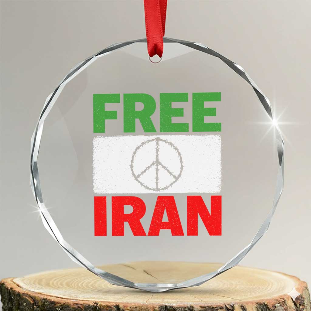 Free Iran Crystal Glass Ornament Stop War Barbed Wire Peace Sign