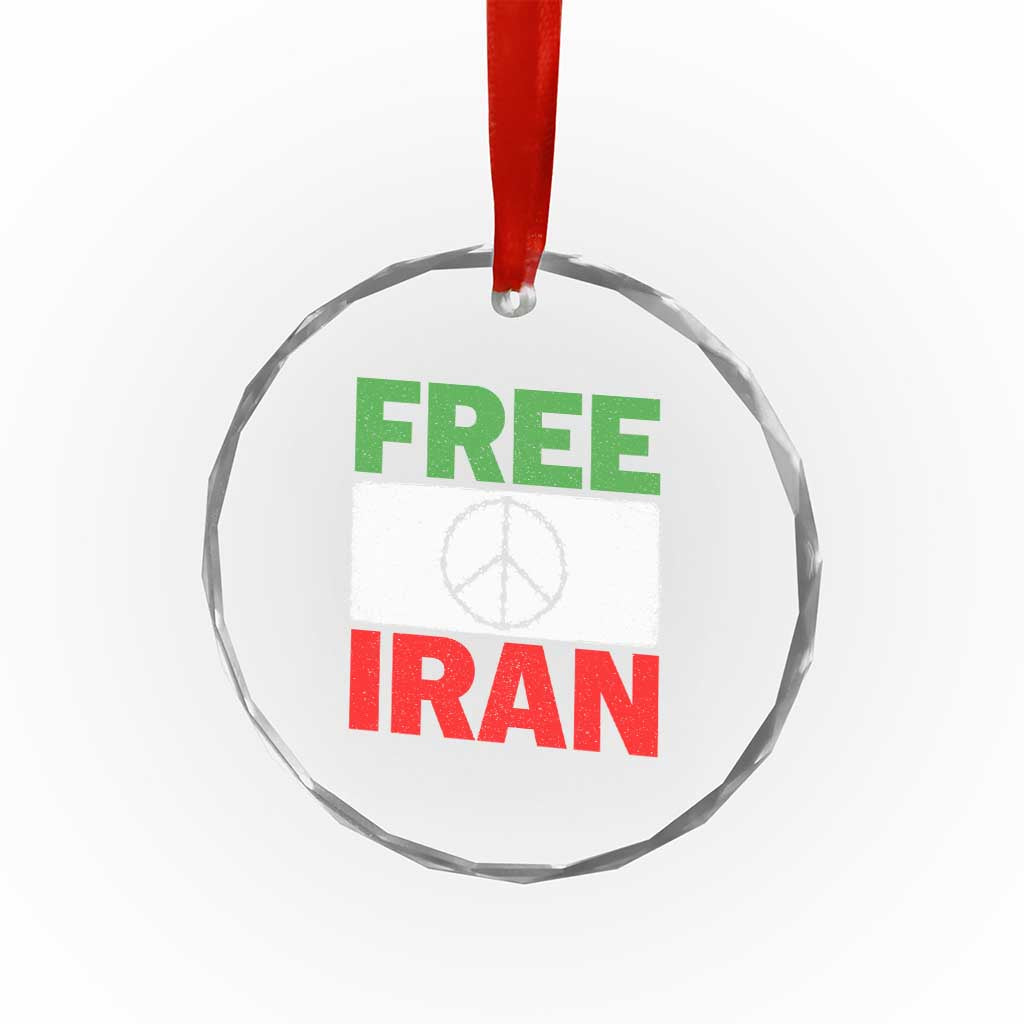 Free Iran Crystal Glass Ornament Stop War Barbed Wire Peace Sign