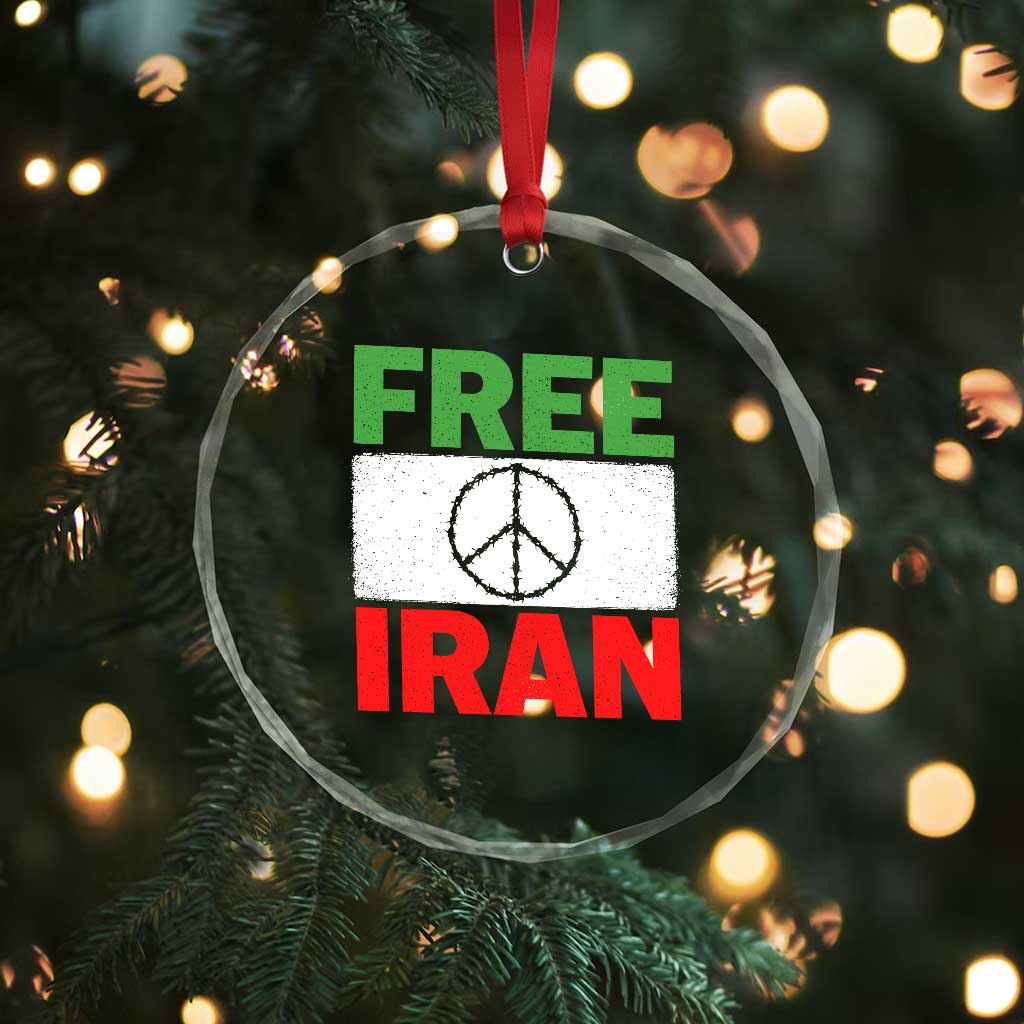 Free Iran Crystal Glass Ornament Stop War Barbed Wire Peace Sign