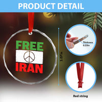 Free Iran Crystal Glass Ornament Stop War Barbed Wire Peace Sign