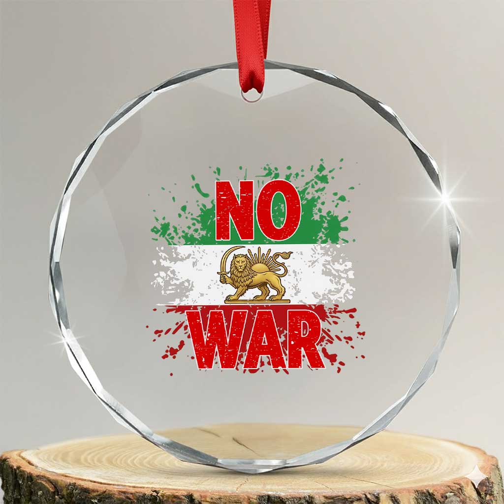 Free Iran Flag Crystal Glass Ornament No War Support Iranian Freedom