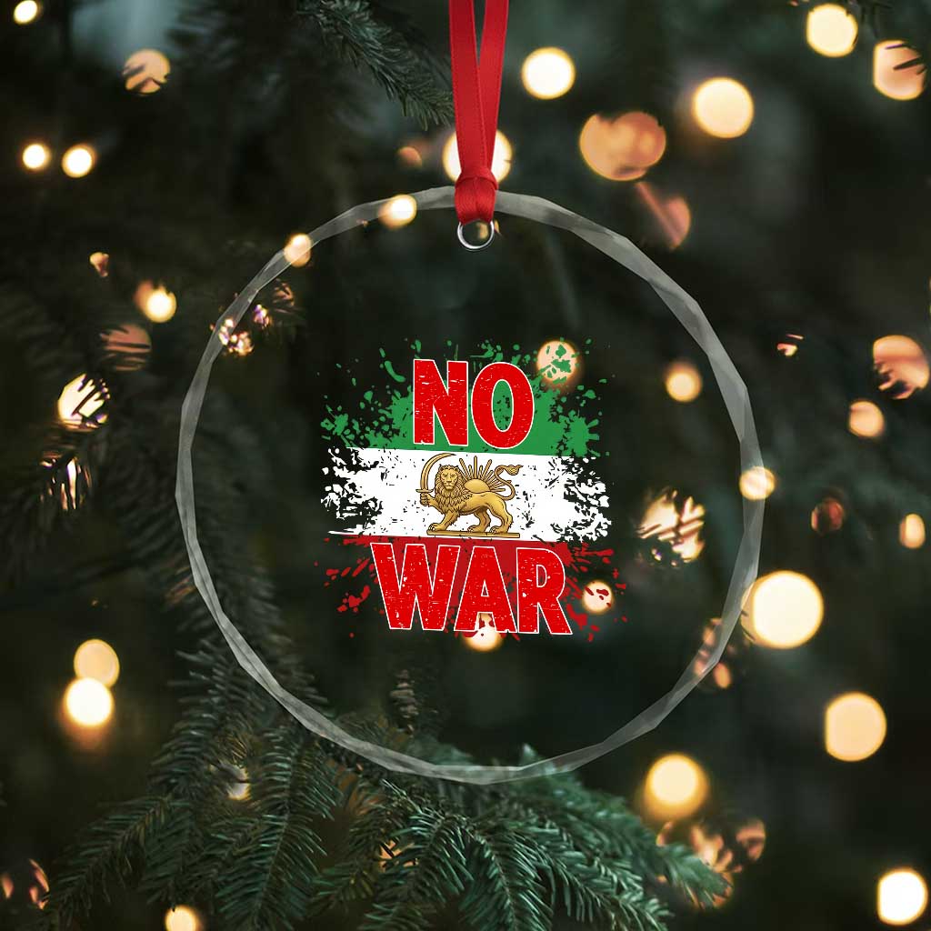 Free Iran Flag Crystal Glass Ornament No War Support Iranian Freedom