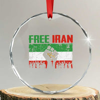 Free Iran Flag Crystal Glass Ornament Support Iranian Freedom No War