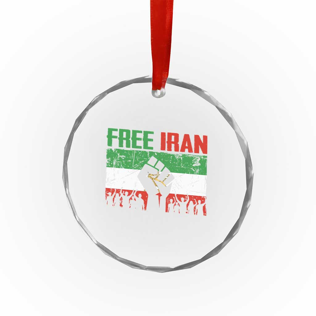 Free Iran Flag Crystal Glass Ornament Support Iranian Freedom No War