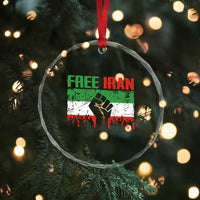 Free Iran Flag Crystal Glass Ornament Support Iranian Freedom No War