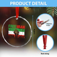 Free Iran Flag Crystal Glass Ornament Support Iranian Freedom No War