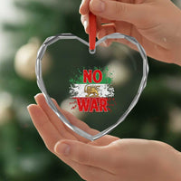 Free Iran Flag Heart Crystal Glass Ornament No War Support Iranian Freedom