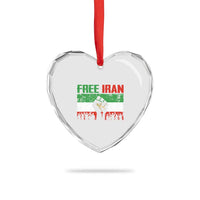 Free Iran Flag Heart Crystal Glass Ornament Support Iranian Freedom No War
