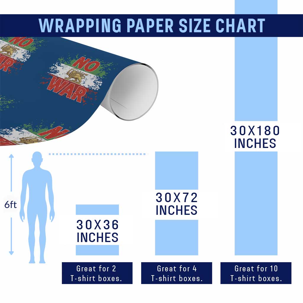 Free Iran Flag Wrapping Paper Roll No War Support Iranian Freedom