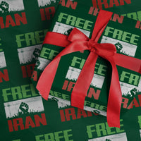 Free Iran Freedom Protest Wrapping Paper Roll Iranian Flag Raised Fist and Crowd Revolution