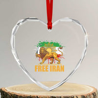 Free Iran Heart Crystal Glass Ornament Iran Flag Lion And Sun Persian Pride Iranian Protests