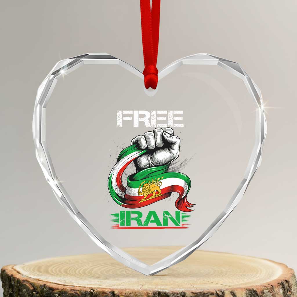 Free Iran Heart Crystal Glass Ornament Iran Lion Sun Flag Fist