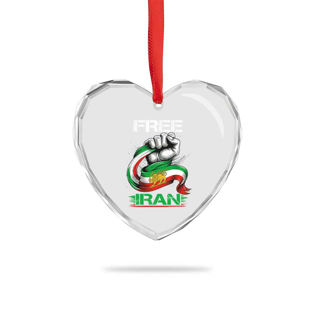 Free Iran Heart Crystal Glass Ornament Iran Lion Sun Flag Fist