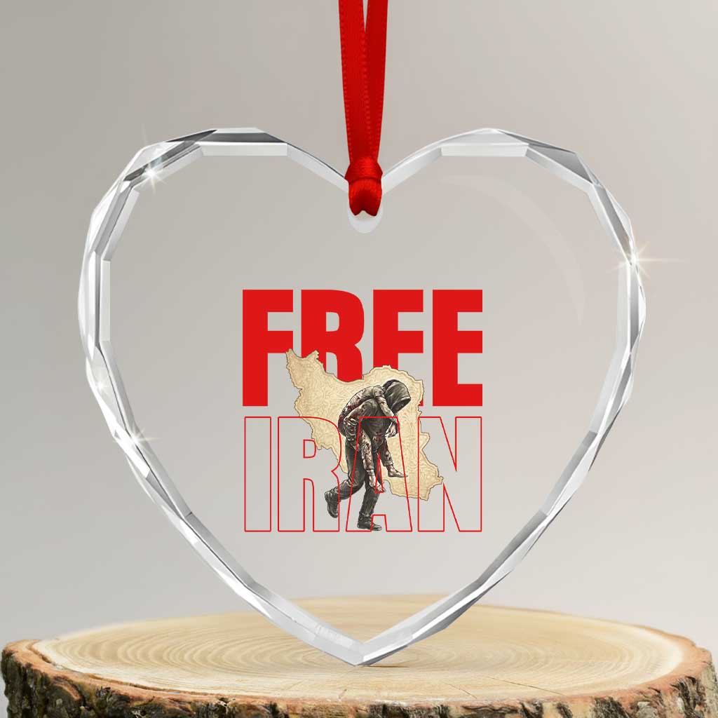 Free Iran Heart Crystal Glass Ornament Iranian Freedom Memorial Hamid Mahdavi Tribute