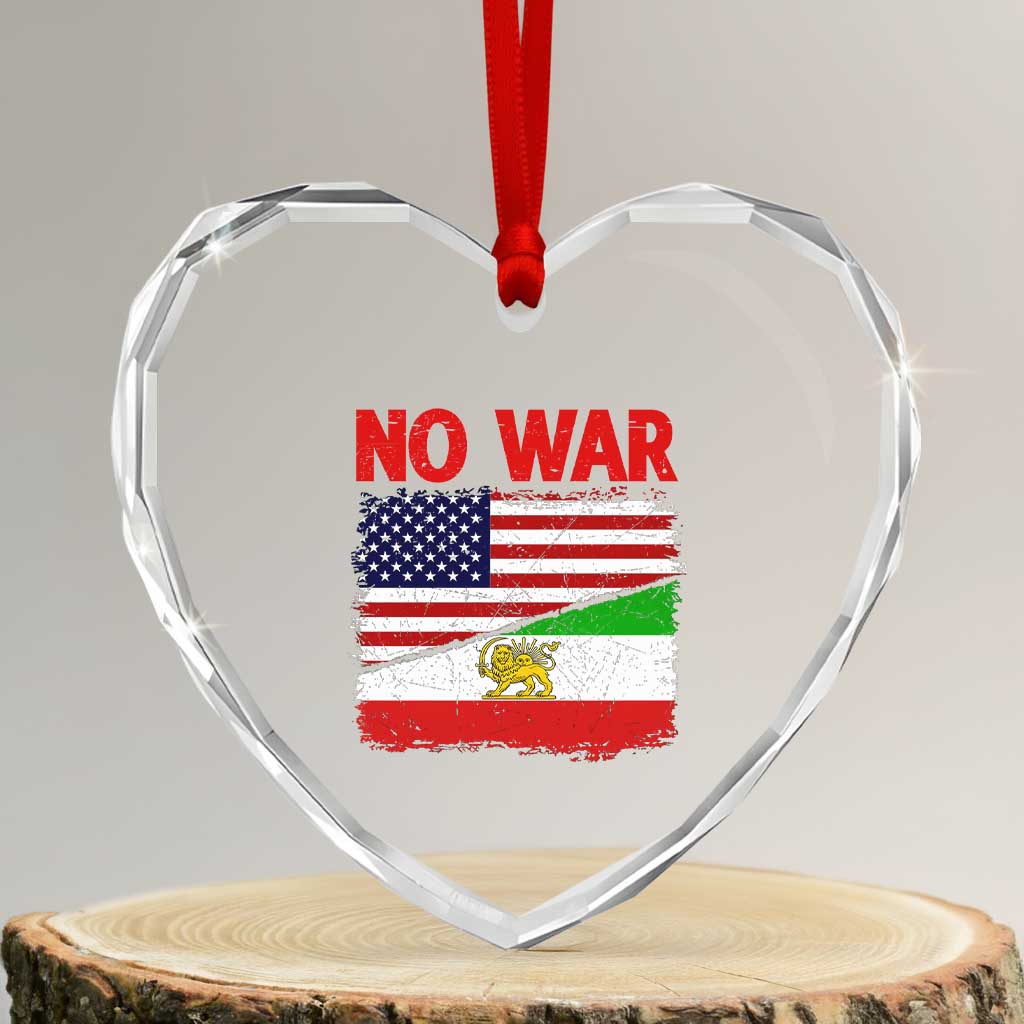 Free Iran Heart Crystal Glass Ornament No War Peace American Iran Unity